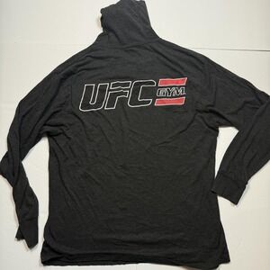 UFC Gym Hoodie Mens Large Gray Lightweight V Neck Pullover Shirt Long Sleeve